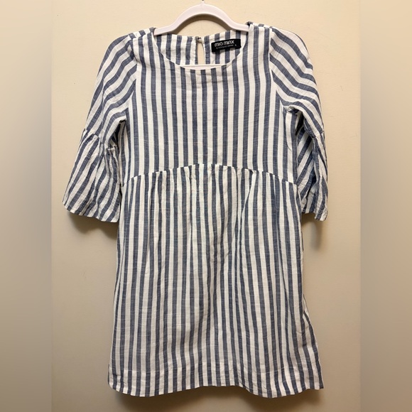 Mia Minx Dresses & Skirts - MIA MINX Cotton 3/4 Length Sleeve Striped Blue and White Dress